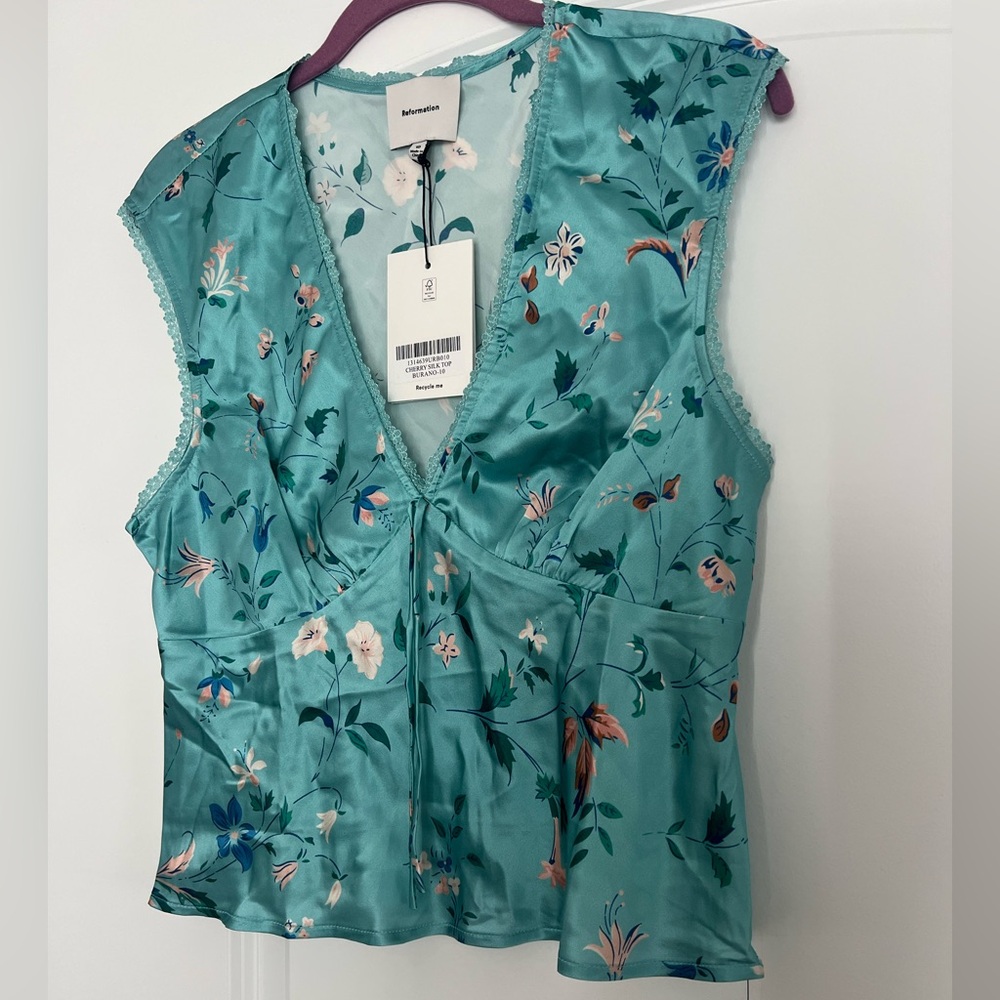 Reformation Cherry Silk Top